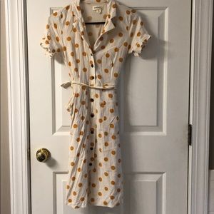 Linen polka dot dress